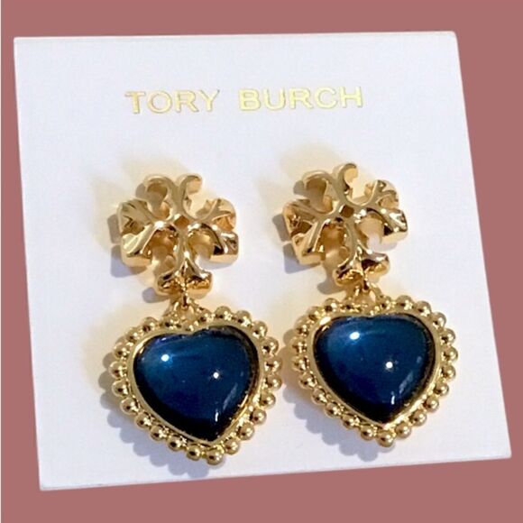 Jewelry - TORY BURCH ROXANNE BLUE /GOLD 18k GOLD PLATED EARRINGS